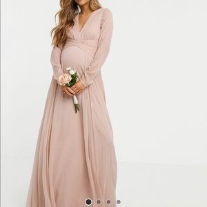 ASOS maternity bridesmaid ruched waist maxi dress